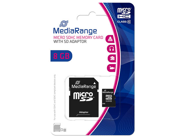 MediaRange MicroSDHC Memory Card 8GB